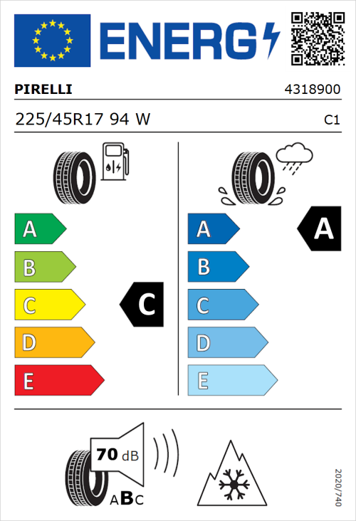 Tyre Label for Pirelli Cinturato All Season SF2 225/45R17 94W